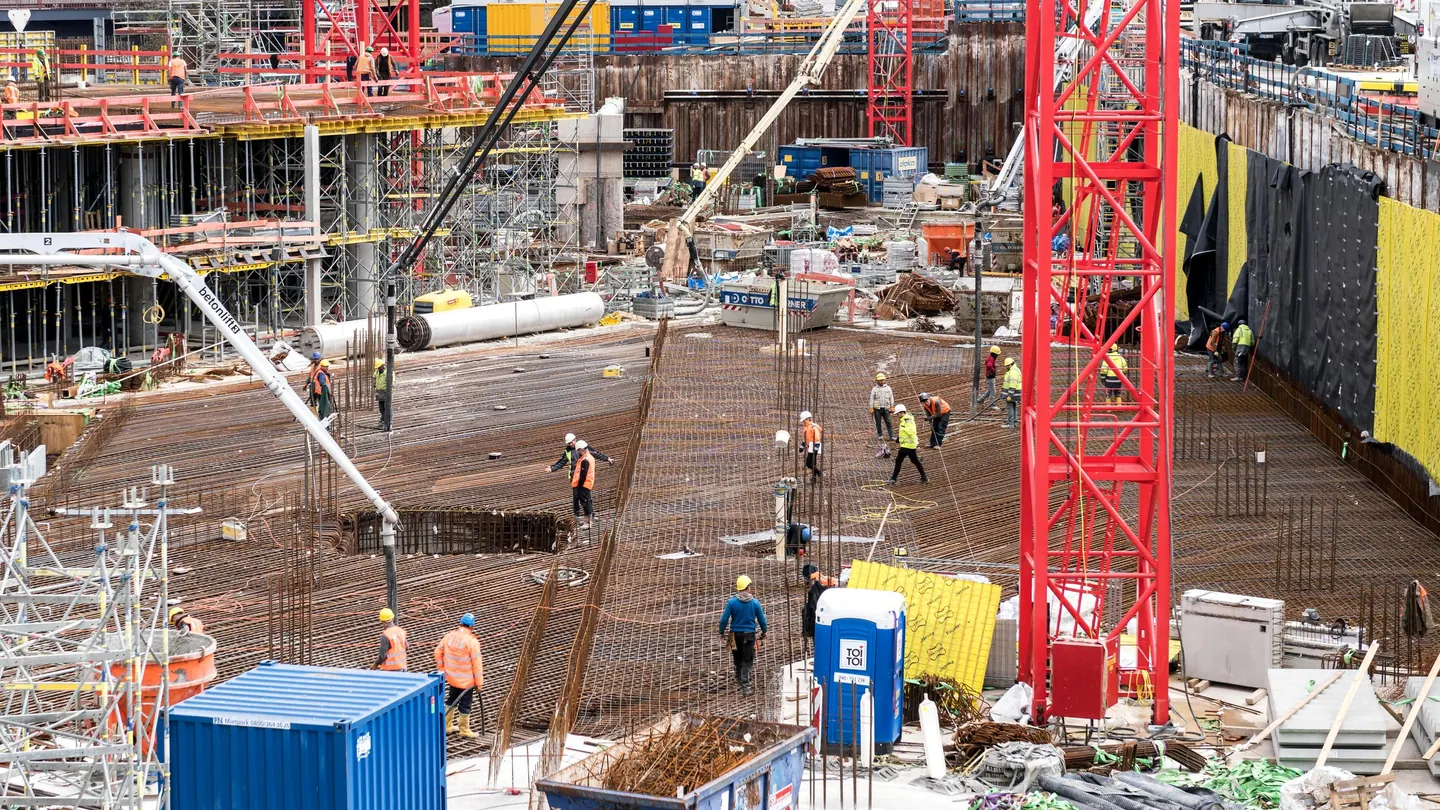 Armature e getto di calcestruzzo in cantiere